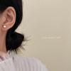 Elegant 925 Sterling Silver Pearl Stud Earrings - Versatile High-Gloss Design for Women