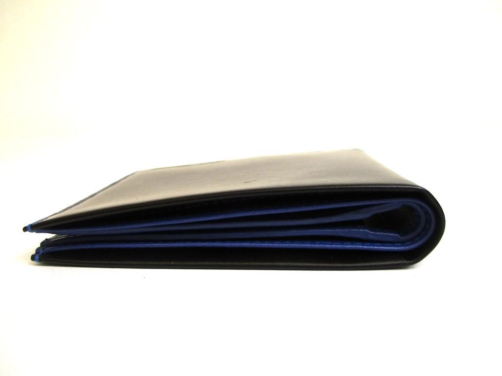 Authentic Salvatore Ferragamo Black Blue Leather Bifold Bill Wallet #b022  Open box