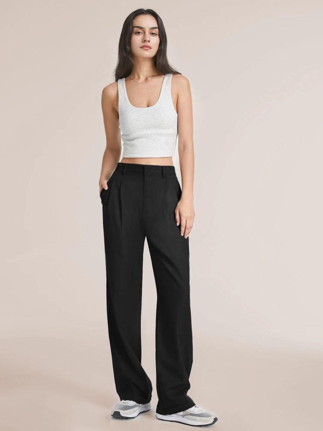 ND temperament commuting drape and thin thickened high waist versatile casual wide-leg trousers women s large size XS