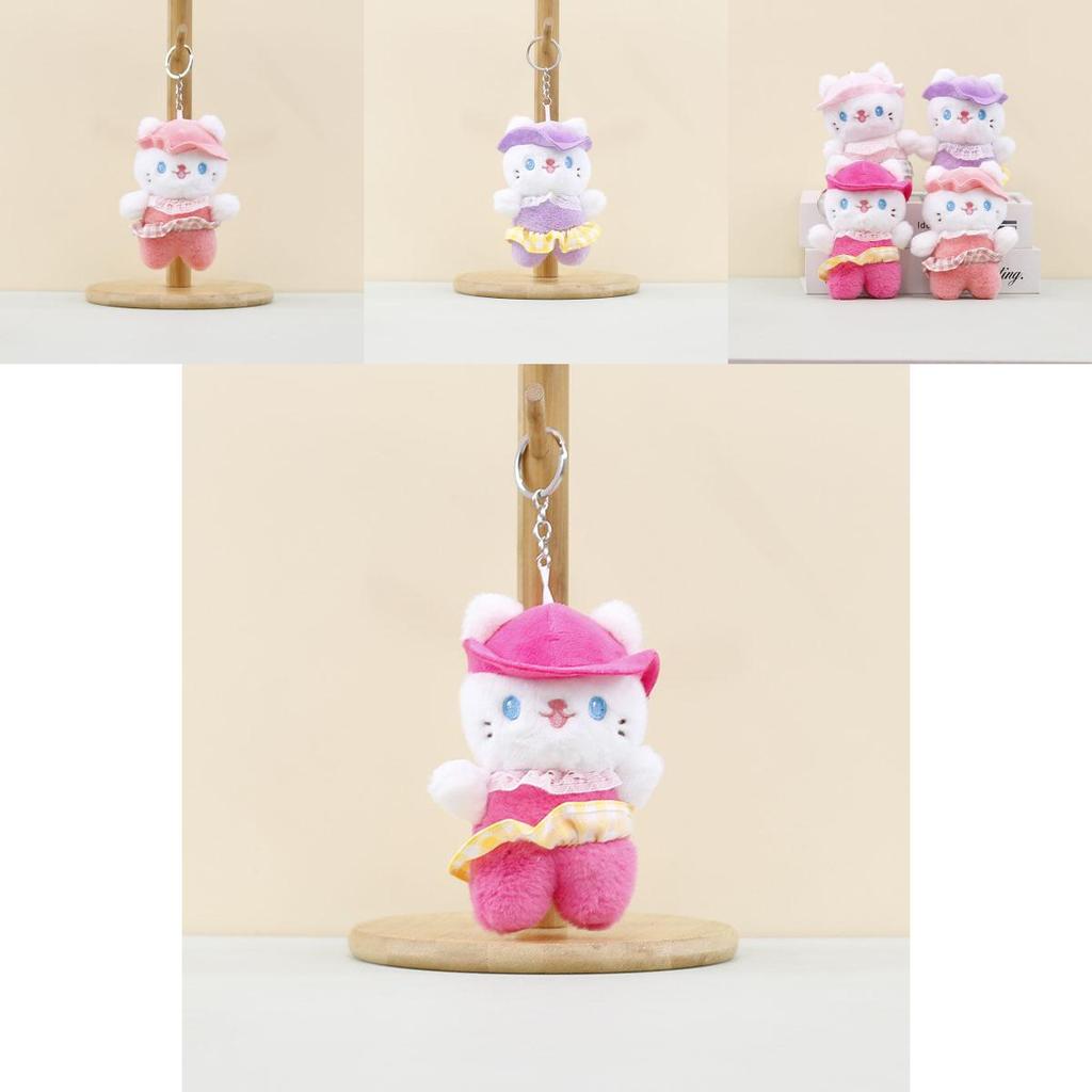 Adorable Plush Cat Keychain Accessory Cute Pink Kitten Doll With Soft Fur Material