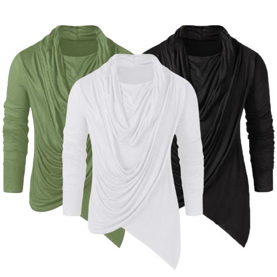 Herren Basic Oberteile Unifarben Langarm Pullover Locker Weich Atmungsaktiv Asymmetrischer Rollkragen Bequemes Herbsthemd Herren Alltagsbekleidung