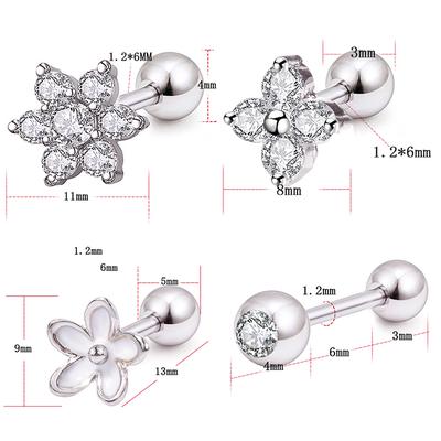 Flower Helix Tragus Cartilage Piercing Stud Earrings Ear Ring Stainless Steel