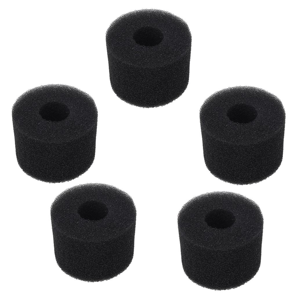 5PCS Pool Filter Sponge PU Sponge Black Reusable Washable Cylindrical Simming Pool Filter Foam for Pool Pump