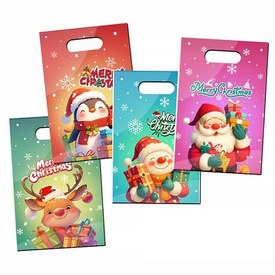 50PCS Multicolor Christmas Gift Bag Cartoon Santa Clause Deer Mixed Pattern Christmas Packaging Bag Xmas Tree Snowman