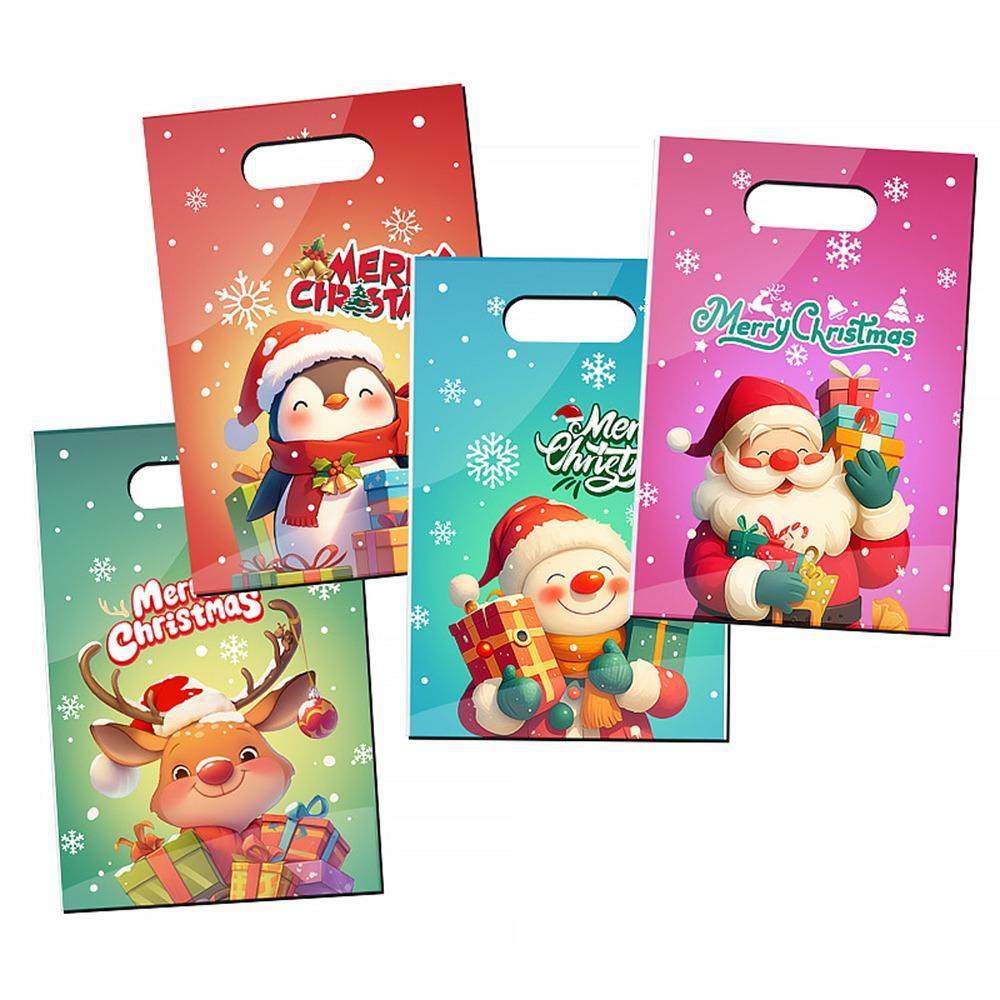 50PCS Multicolor Christmas Gift Bag Mixed Pattern Cartoon Santa Clause Deer Christmas Packaging Bag Xmas Tree Snowman
