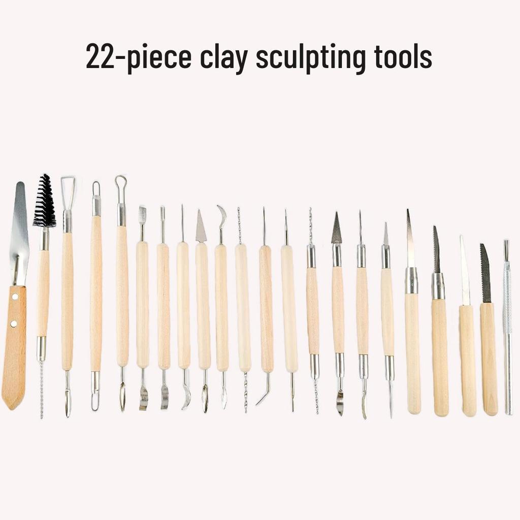 Wooden Pottery & Polymer Clay Sculpting Knife Set - DIY Pottery Tools