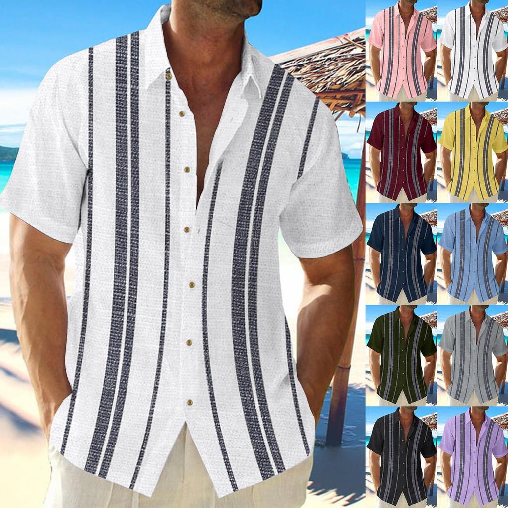 Hawaiisk skjorte for menn, vintage button down bowlingskjorter for menn Kortermet sommerstrandskjorte