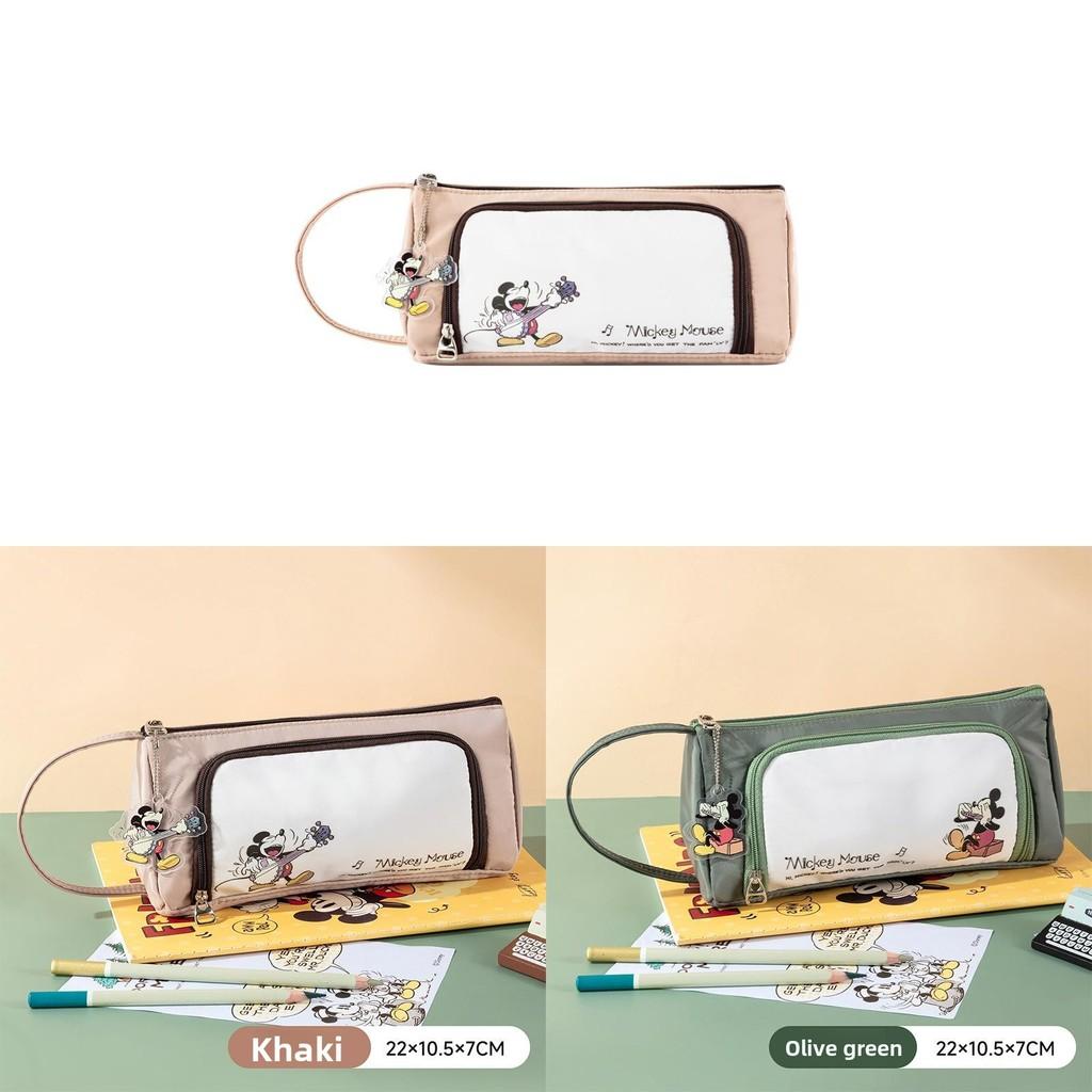 Mickey Mouse Vintage Double Layer Large Capacity Pencil Case With Polyester Storage For Students