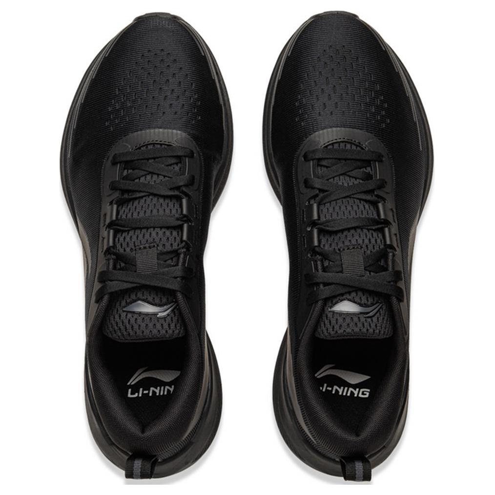 Li Ning Tread Wind Confortável Versátil Amortecedor Resistente ao Desgaste Respirável Tênis de Corrida Cano Baixo Masculino sneaker Preto AGLU321-1