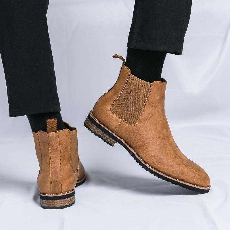 Fashion Men's Soft Sole Classical Chelsea Boots Cow Suede Genuine Leather Men Comfort  Ankle Boot Mens Casual Short Boots High-Top Boots
