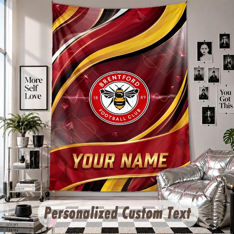 Custom Tapestry Wall Hanging, Brentford Football Personalized Name Text Home Wall Decor