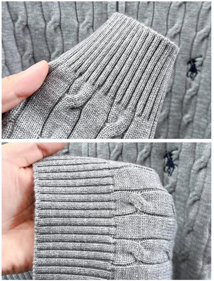 Pánské žakárové pletivo 720 g, Nová podzim/zima, Límec na zip, Vyšívaný svetr