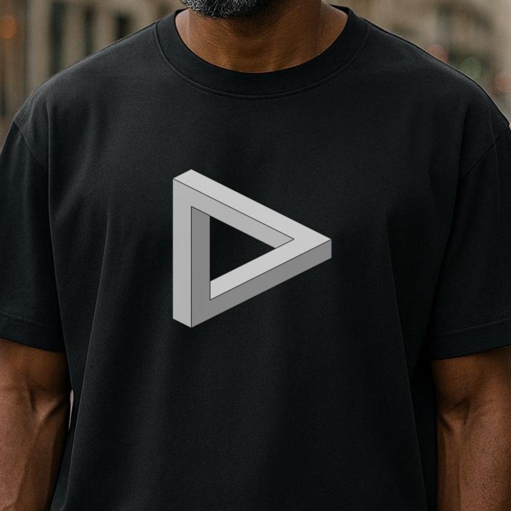 Impossible Penrose Triangle T-Shirt: Geometric Optical Illusion Tee