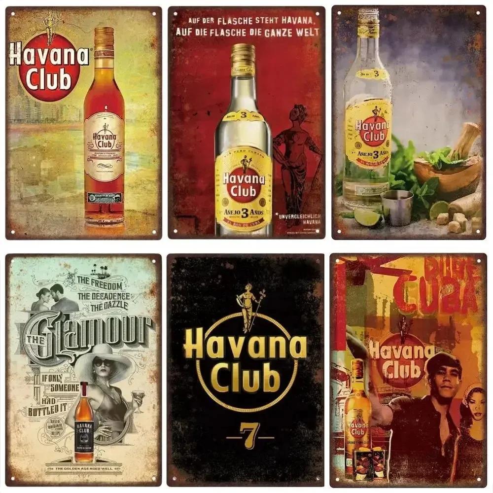 Vintage HAVANA CLUB,JAMESON,Značka Piva Kovový Plechový Znak Dekorativní Tabule Pro Klub Mužskou Jeskyni Bar Dílnu Hospodu Hotel Kavárnu Nástěnná Dekorace