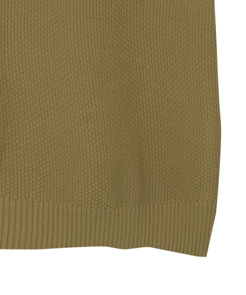 IRONYPORNO WHITELINE 86-Iro355 Basic One-Button Round Short Sleeve Knit Khaki Brown