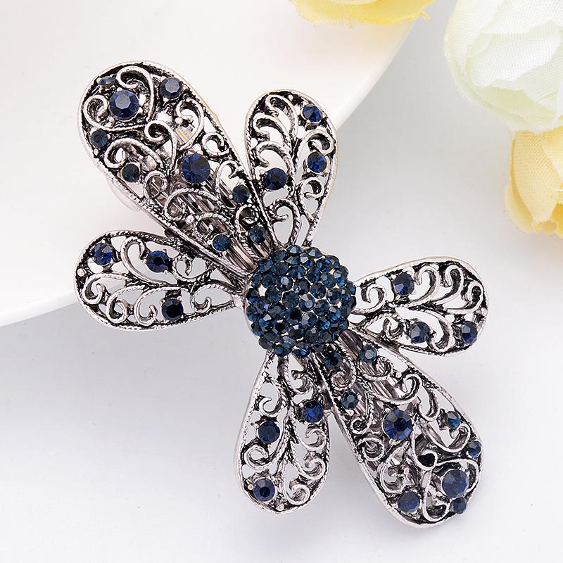 

EASYA Синие заколки для волос с павлином, стразы, хрустальные, с цветком, листом, зажим-автомат, винтажные аксессуары для волос, украшения для женщин, девушек