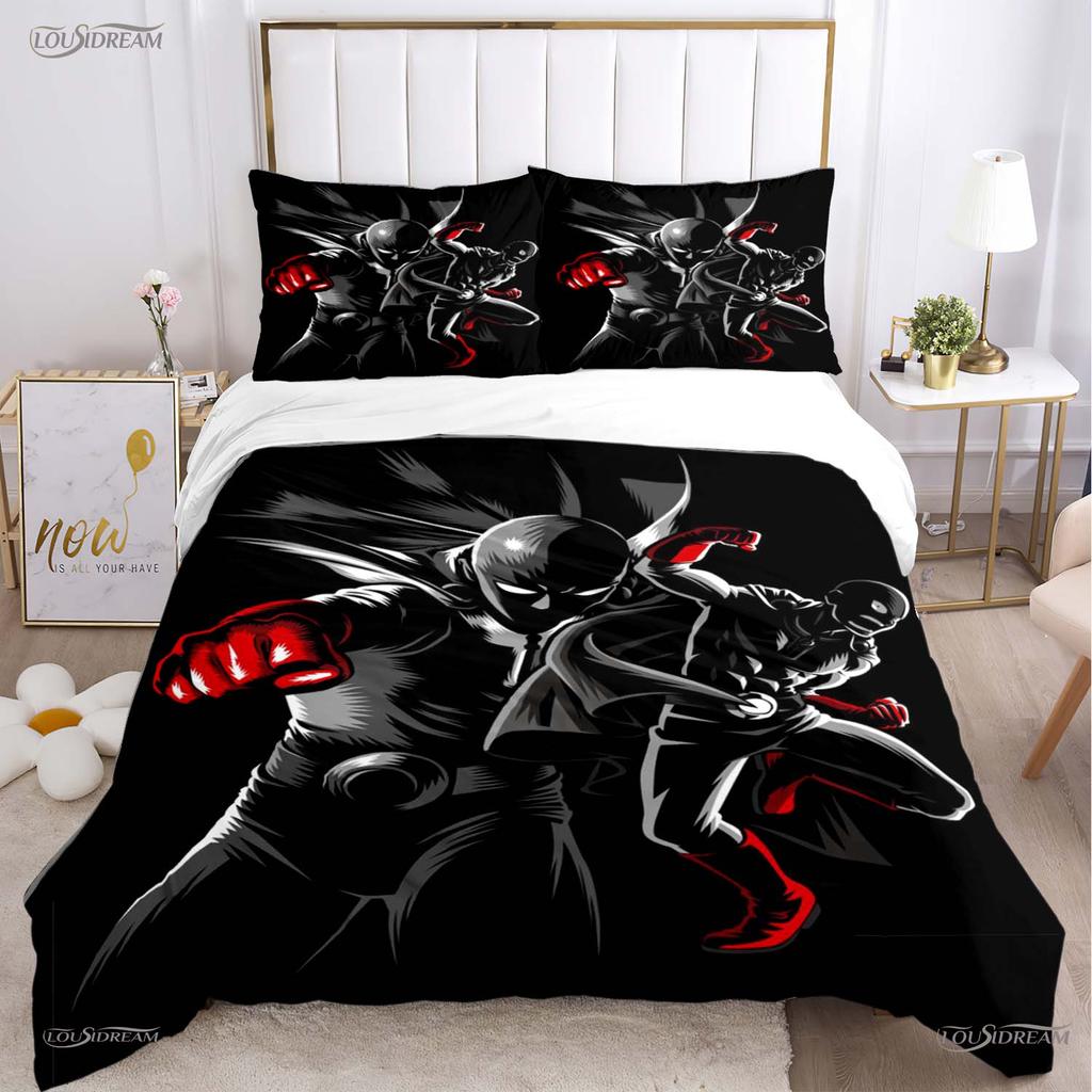 Casal One Punch Man All Season Duvet Cover Comforter Bedding Set Soft Quilt Cover and Pillowcases Teens Single/Double/Queen/King