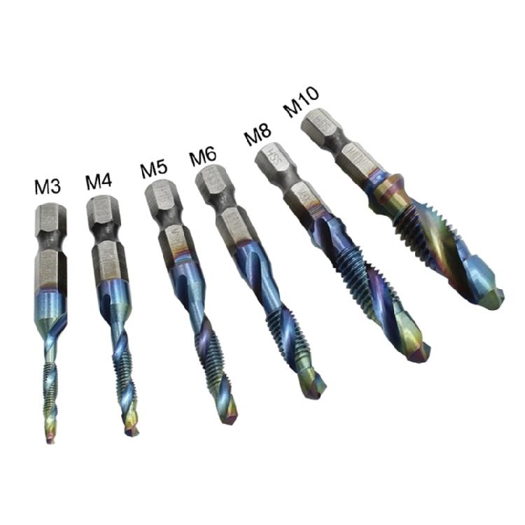 Thread Tap 6Pcs Tap Drill Bit Set Metric Hex Shank Screw Tap Tool Set 1/4" Hex