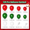 Kit arco ghirlanda di palloncini rosso verde e bianco, 129 archi di palloncini rosso verde per decorazione festa di Natale