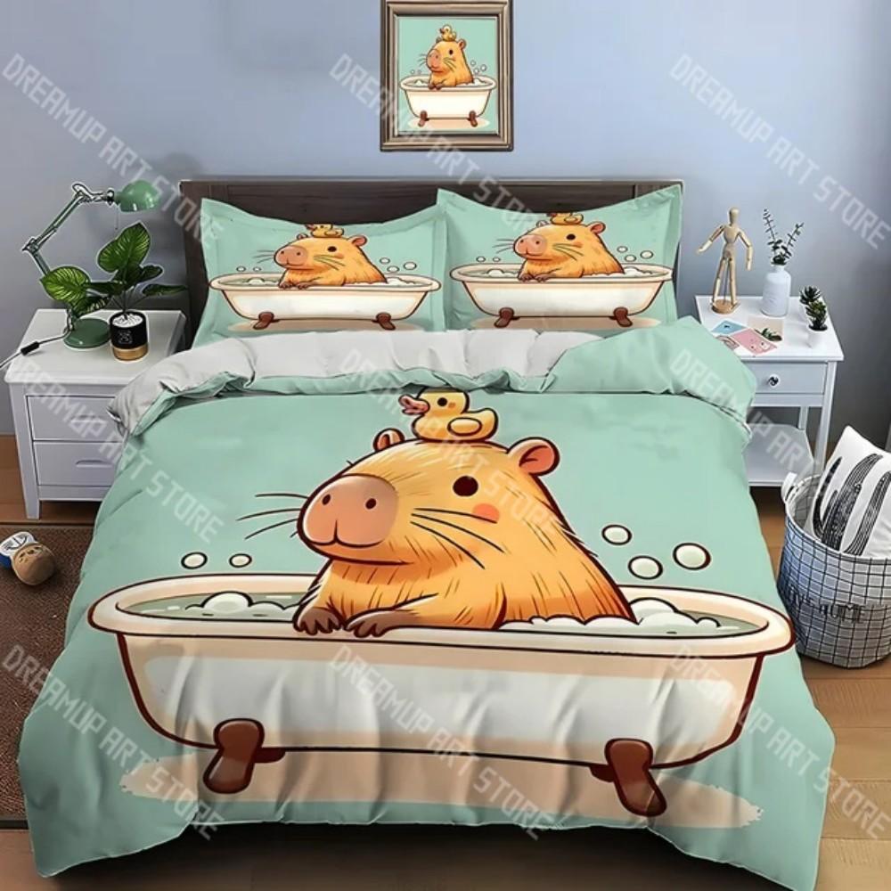 Fashion Capybara Cute Cartoon Bedding Set Single Twin Full Queen King Size Bed Set Kids Bedroom Duvetcover Sets Bed Sheet Set