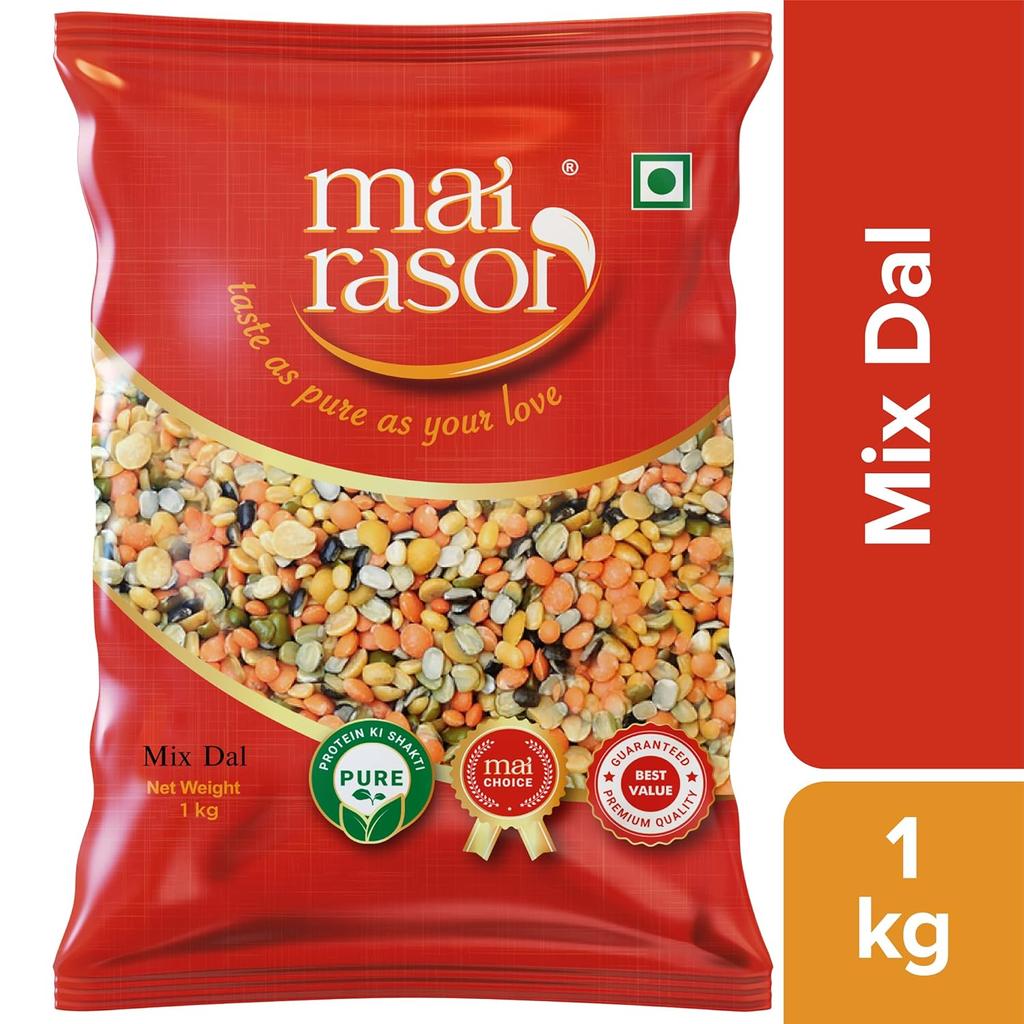 MAI RASOI Mix Dal Non Lucidato 7 Polsi Ricco di Proteine Sana Miscela di Dal Confezione da 1 kg Singola Qualità da Esportazione Alimento ad Alto Contenuto Proteico