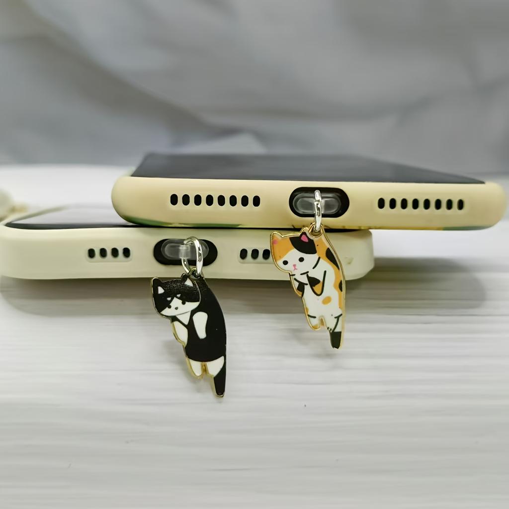 1pc Cute Cartoon Cat/Alloy/Hanging Ornament/Mobile Phone Dust Plug/Suitable for IPhone/Type-C Port/Festival Gift/Couple Gift