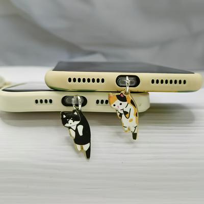1pc Lindo Gato de Dibujos Animados/Aleación/Adorno Colgante/Tapón Antipolvo para Teléfono Móvil/Adecuado para IPhone/Puerto Tipo-C/Regalo de Festival/Regalo para Pareja
