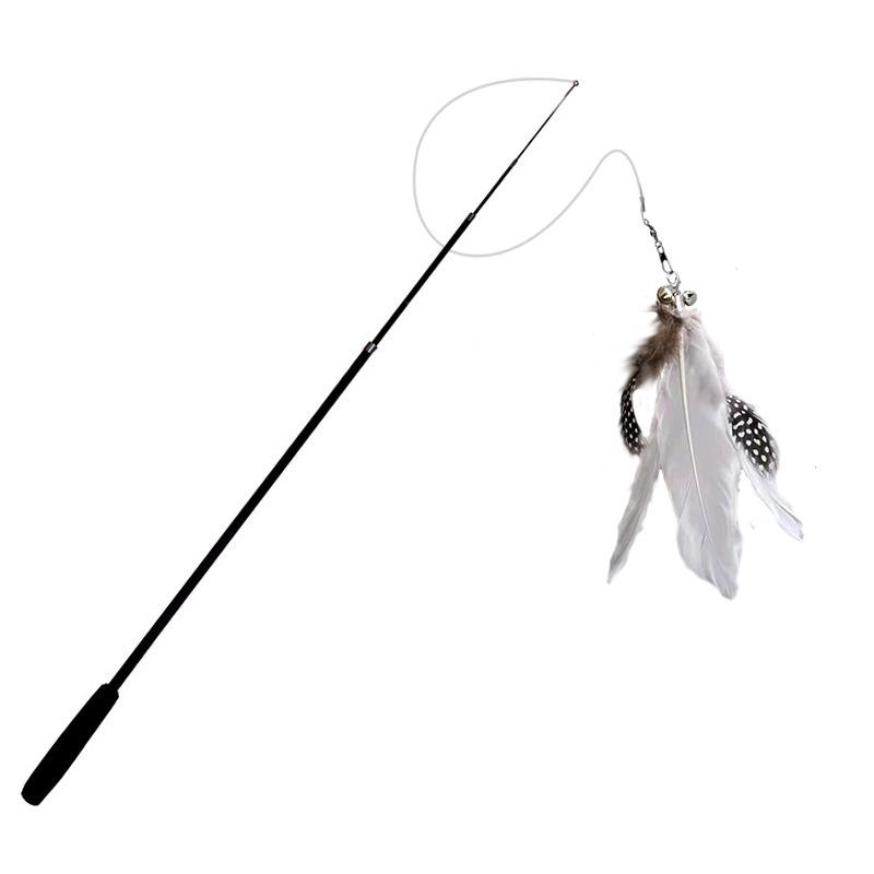 Interactive Long Extendable Pole Cat Toy with Artificial Feathers Pet Supplies for Cats Pet Toy