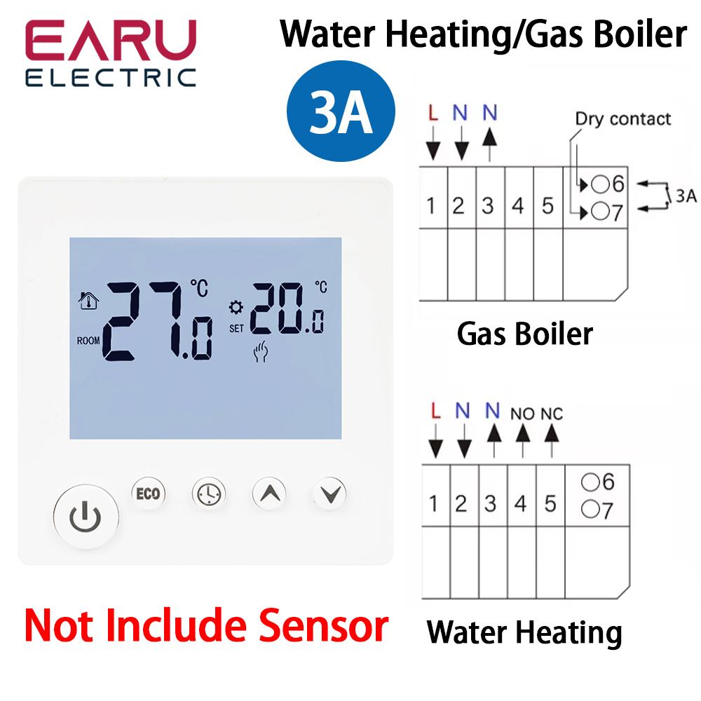 AC90V-240V 3A 16A Water Electric Floor Heating TRV House Room Thermostat Temperature Controller Digital LCD Display Wall Mounted KC01RH-3A