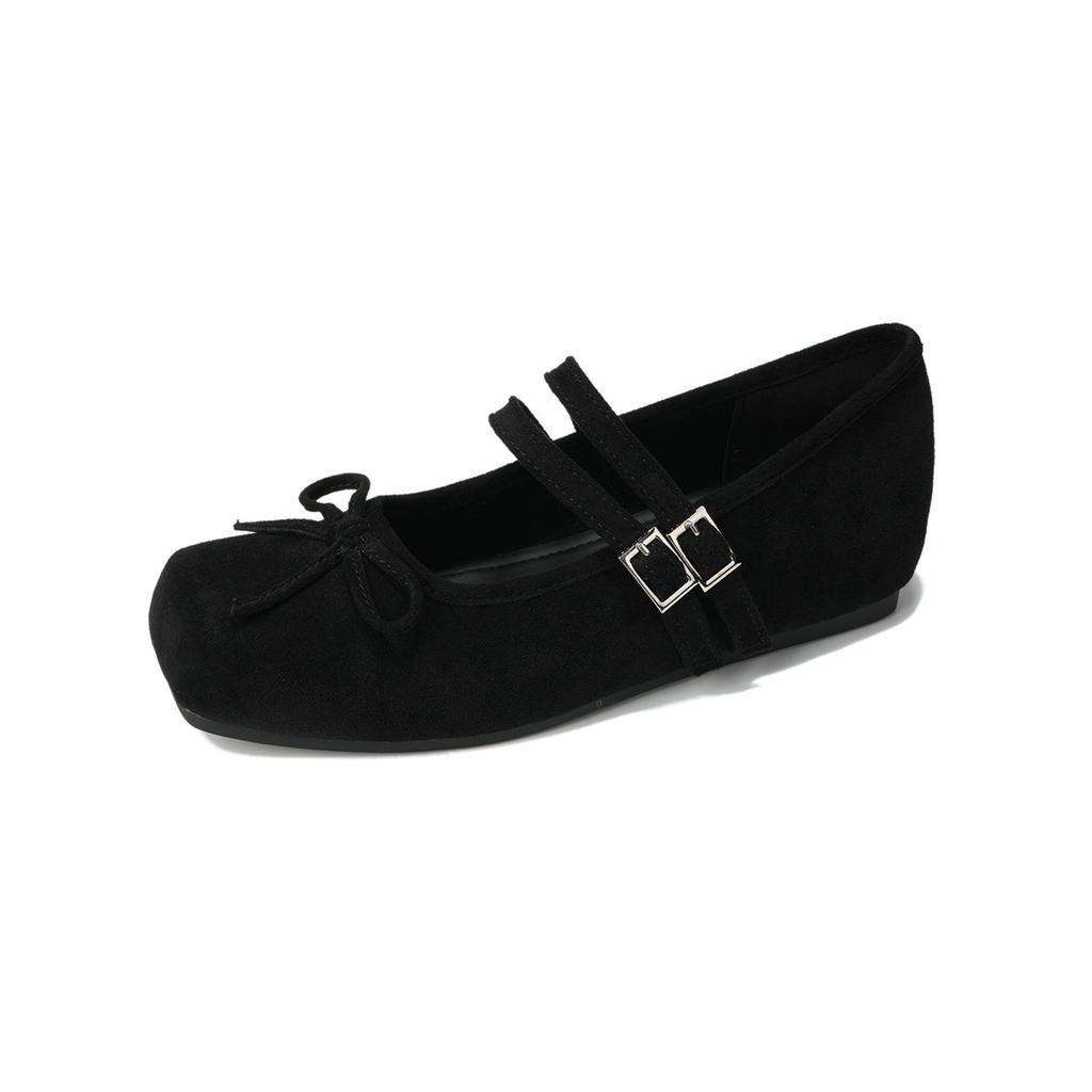 Strictly Selected French Retro Square Head Versatile Word with Mary Jane Shoes Temperament Shallow Mouth Bow Inner Height Increase Single Shoes Women