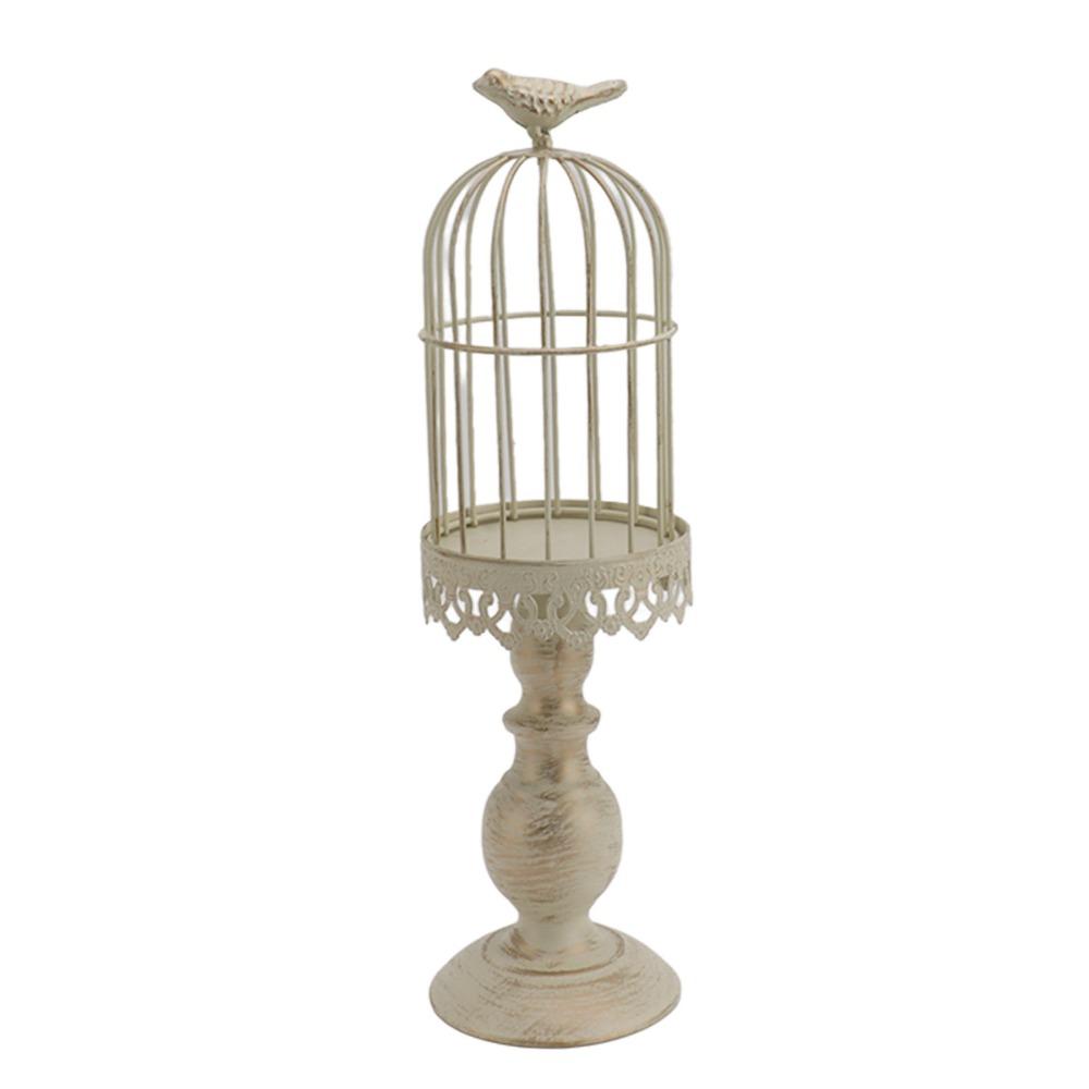 4.13in Birdcage Candle Holder White Retro Iron Candle Stand  Home Tabletop Decor