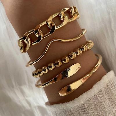 Punk Bracelet For Women 2022 Girls Bracelets & Bangles Set Simple Large Chain Bracelet Hand Ring Fashion Jewelry Accessories New
