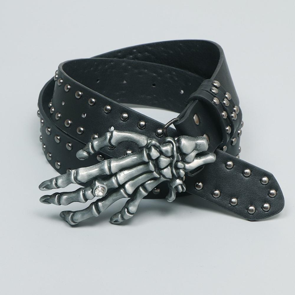 Punk Rivet Belts Casual Gothic Leather Belt Fashion Snap on Waist Belt  Unisex