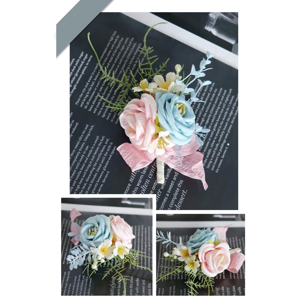5Pcs Elegant Rose Boutonniere Set for Wedding Handmade Corsages Flowers with Pin and Clip Jewelry for Grooms and Guests