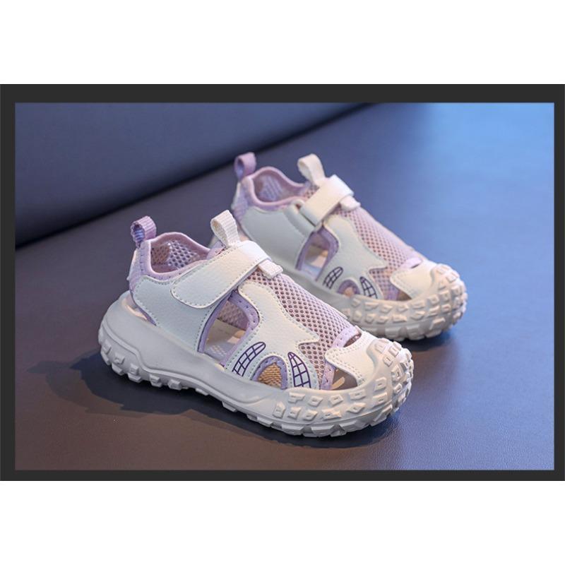 New Summer Kids Mesh Hollow Out Sports Sandals, Single Mesh Solid Color Girls Shoes