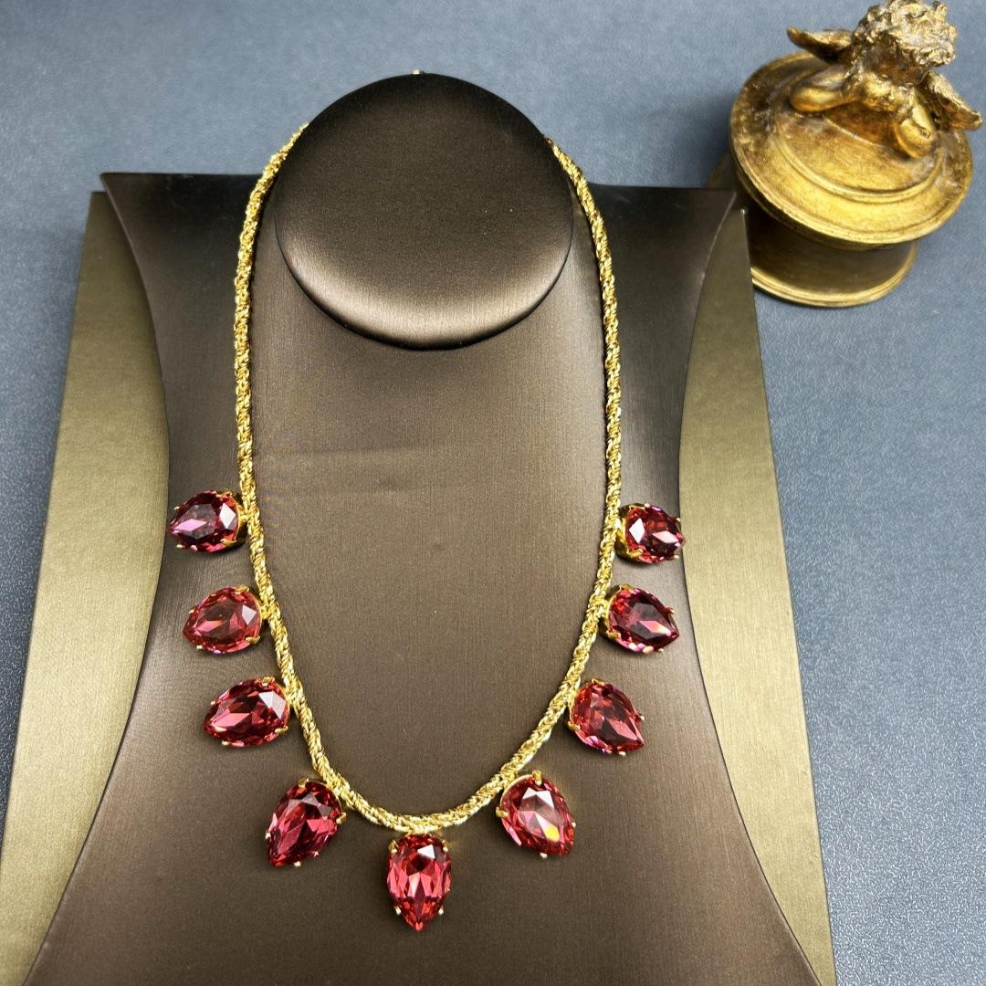 Средневековое Винтажное Персональное Ретро Темперамент Элегантный Кулон-Колье в Форме Капли Воды красный