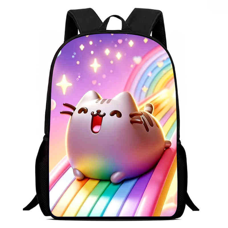 Детский рюкзак с принтом Pusheen, уличный, большой вместимости, школьный ранец для студента 11