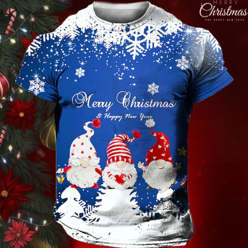 Neujahr und Weihnachten Herren T-Shirt 2026 Neuer Künstlerischer Stil Herren Kurzarm Atmosphäre Ist Voller Langsamkeit