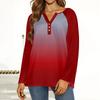 Women's T Shirt Print Button Long Sleeve Daily Weekend Fashion Basic V- Neck Regular Top