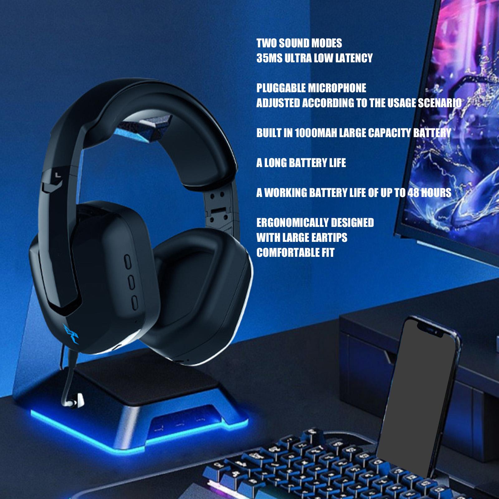 

GS809 Wireless Gaming Headset 2.4G 35ms Low Latency Ergonomic Gaming Headphones for PC Computer