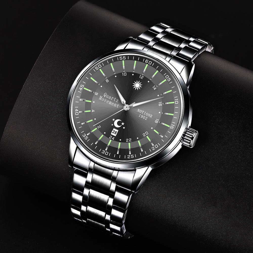 Reloj de Hombre con Correa de Acero Personalizado Creativo Luminoso Calendario Impermeable Automático Cuarzo