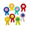 Smiley Face Badge Set with Colorful Polyester Ribbon - 8 Pieces for Kindergarten & Primary School