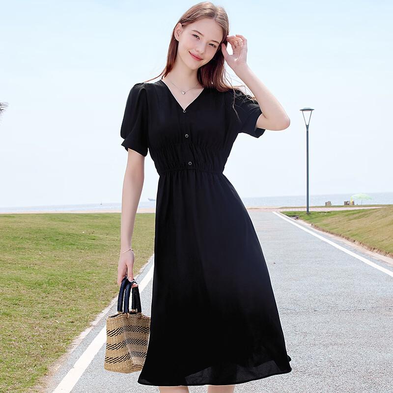 Betu Women's V-Neck Puff Sleeve Midi Dress