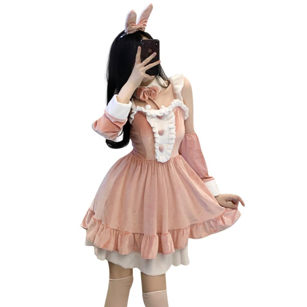 Xian Yi Christmas Dress Sexy Red Velvet Dress Plus Size Party Prom Bunny Cos New Year's Robe