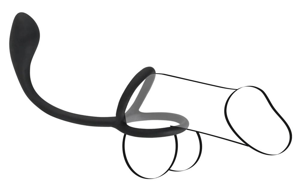 3in1 Penis Ring with Anal Plug - Black Velvets