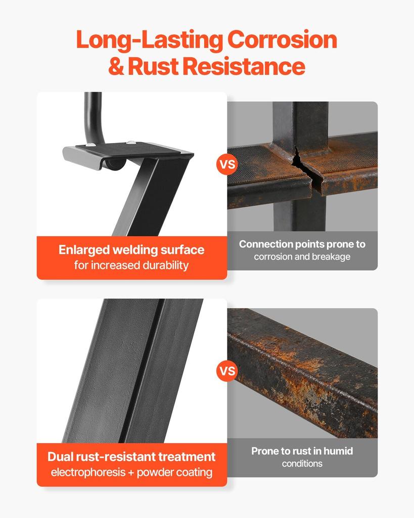 Boat Trailer Steps, 4-Step, Heavy-Duty Boat Trailer Steps with Handle, Non-Slip Surface, 3 Mounting Angle Options, Steel Ladder for 76.2 X 76.2/76.2 X