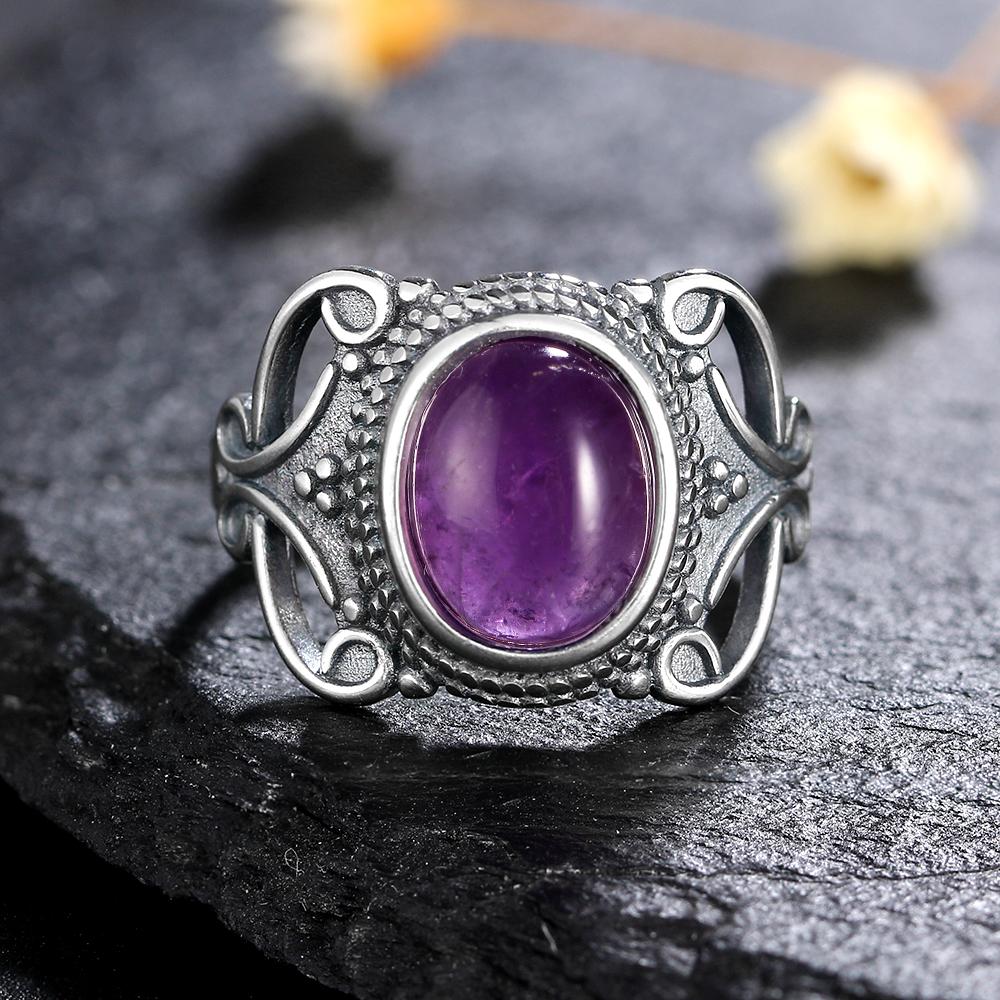 CopperRings Natural Amethyst Gemstone Rings for Women Wedding Bands Anniversary Gift Fine Jewelry