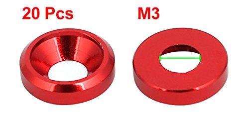 uxcell Fender Washer Aluminum Alloy Red M3 Flathead Screw Concave