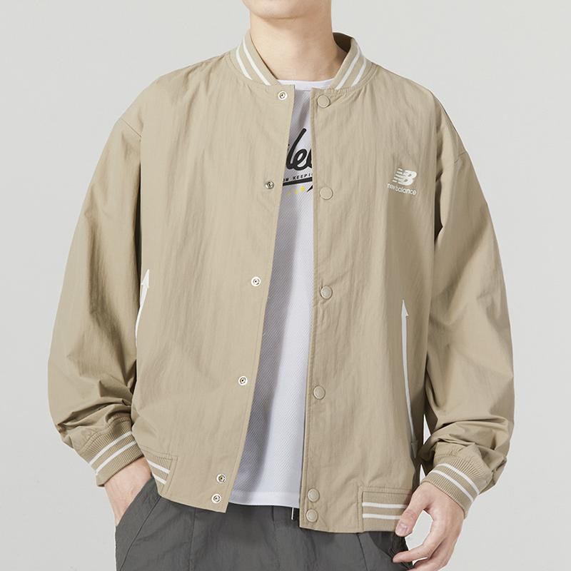 New Balance Jackets Men's Khaki Baseball Collar Moderate Other AMJ33362-BNN