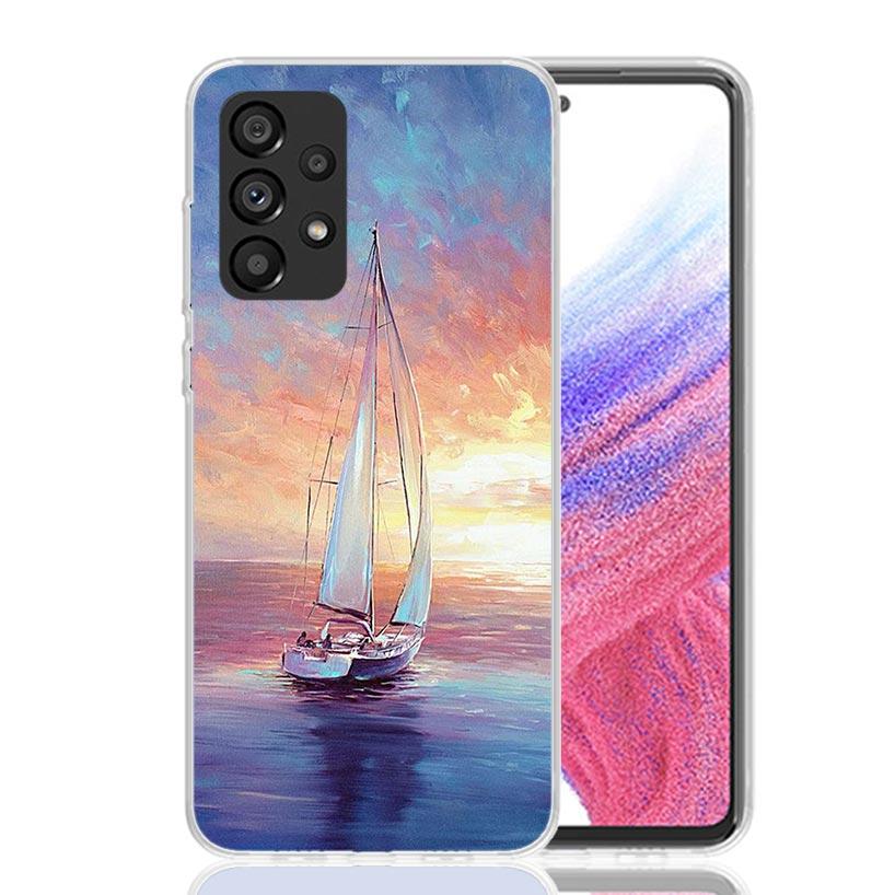 Sailing Boat Sunset Phone Case For Samsung Galaxy A13 A14 A15 A16 A53 A54 A55 A56 A33 A34 A35 A36 A23 A24 A25 A26 A05S A04S A73